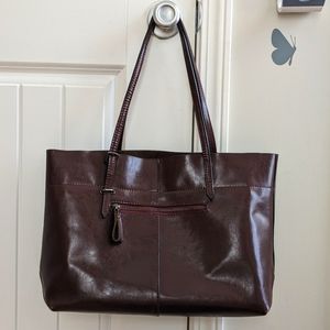 Covelin Leather Mahogany Tote, Shoulder Handbag
